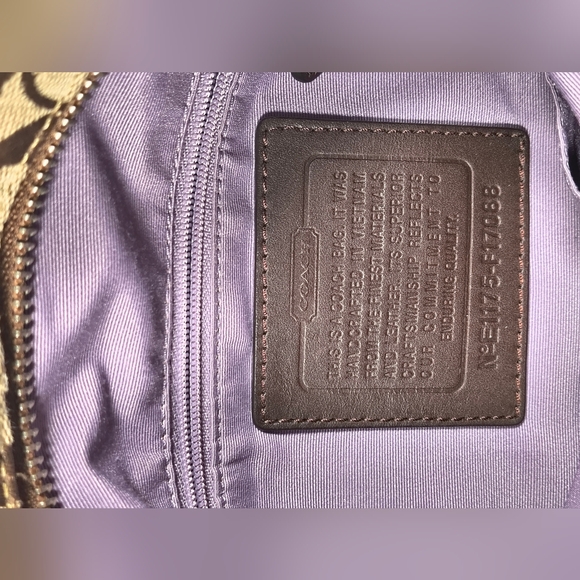 Brown COACH Patterned Crossbody Bag with Adjustable Strap light purple inside - Picture 7 of 10